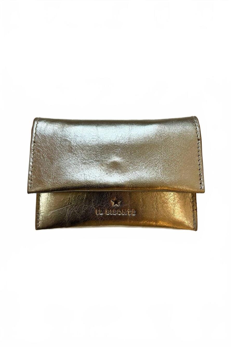 NEW IL BISONTE women's anna card case wallet in platinum